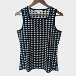 Misook  Black White Houndstooth Sleeveless Knit Tank Top Small Photo 2