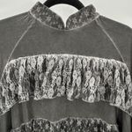 POL  Gray Lace Ruffle Tiered Mock Neck Long Sleeve Blouse Top Size Small Photo 2