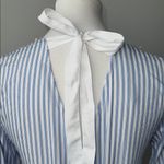 ZARA  Woman Blue and White Stripe Lace Blouse Top Bell Sleeve Women's XS Photo 4