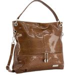 VENEZIA Made in Italy Crocodile Embellished Tote NWT Brown Photo 0