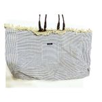 Vtg Ink Stamp Mona B Olive Canvas Vegan Leather Weekender Tote Sz XL 21x14x8 Photo 5