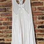 Ezra  Cream Beige Gauze Lace Crochet Racerback Mini Dress Women's Size Small Photo 3