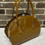 La Terre Fashion Vegan Leather Equestrian Brown Circular Bag Purse Diamond NWT Photo 0