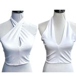 ZARA Multi Wear Halter Vneck Neck Crop Top White Size Large Photo 10