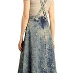 Plenty By Tracy Reese Light Blue Acid Wash Splatter Suspender Skirt A-Line Photo 0