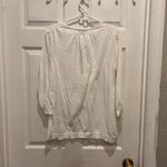 Gap Lightweight Women's V-Neck Bracelet Sleeve Sweater White Cotton Large Photo 3