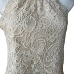 Adiva Sleeveless Lace Cream Halter Neck Top, Sz S Photo 6