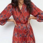 Anthropologie Tiny Artsy Bohemian Tunic Top Dress Dark Red Ikat Belted Size XL P Photo 0