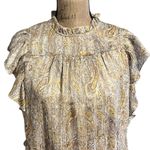 Joie  Cream Flutter Sleeve Blouse with Mock Neck Ruffles Photo 2