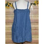 Wrangler  Retro Women's L Striped Denim Sleeveless Button-Down Mini Dress Pockets Photo 6