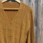 Simple Retro Scallop Trim Cable Knit Cardigan Sweater Tan Size M Photo 3