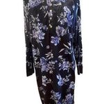 Aria  WARM FUZZY BLUE ROSE FLORAL 3/4 BUTTON NECK NIGHTGOWN WOMENS MEDIUM Photo 0