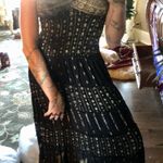 Adorable Metallic Gold Open Back Midi Dress Photo 5
