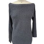 White House | Black Market Whitehouse/ Blackmarket Charcoal/Silver Ribbed Knit Tunic Sweater Boat Neck Sz S Photo 0
