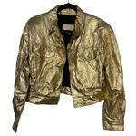 Julian K Vintage Rare 80s Leather Gold Metallic Jacket Women L Made in Israel Size L Photo 0