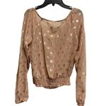Xhilaration Y2K Off Shoulder Light Pink Golden Polka Dot Long Sleeve Top Blouse See Through Photo 8