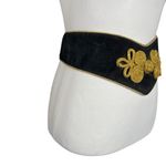 Vintage Sandy Duftler Belt Size Small Black Velvet Statement Dynasty Gold Emblem Photo 2