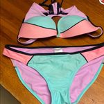 Xhilaration Pink and Mint Bikini Set Photo 0