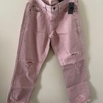Mossimo Supply Co Mossimo Boyfriend Distressed Crop Pink Jeans Photo 2