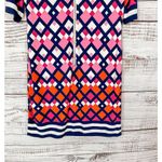 Eliza J  Women's Geometric Short Sleeve Stretch Sheath Dress Pink Blue Size 4P Photo 12