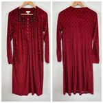 secret treasures  Red Geometric Patterned Long Sleeve Soft Fleece Pajama Dress M Photo 1