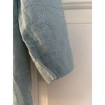 womens light blue linen blend blazer jacket with decorative stitching 3/4 sleeve Photo 2