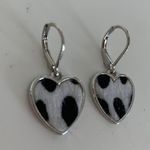 Brandy Melville silver faux fur heart earrings Photo 2