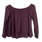 Tobi  Maroon Off The Shoulder Long Sleeve Shirt Sz XS Photo 1