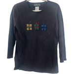 Vintage Christmas shirt presents black Sag Harbor small light knit beaded Photo 0