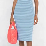 Ralph Lauren Polo Striped Short Sleeve T Shirt Dress In Keel Blue White Photo 0