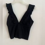 ZARA Black Ruffle Strap V-Neck Crop Top Women’s Size M NWOT Photo 1