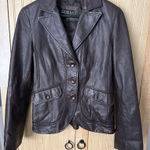 Guess Vintage 90’s Y2K Genuine Womens Brown Leather Blazer Jacket Size M *READ* Photo 0