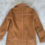 Stradivarius  Women’s Faux Suede Teddy Shearling Long Coat Jacket in Brown L Photo 6