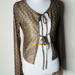 Motel Rocks Motel Araceli Brown Polka Dot Tie-Front Top Photo 2