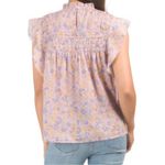 Love the Label Josepha Printed Smocked Short Sleeve Blouse Top Lavender XS Purple Photo 1