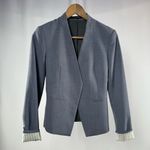 Theory Lanai Classic Wool Blend Open Front Blazer in Blue Gray Size 0 Photo 1