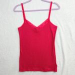 Guess XL Hot Pink Ribbed Cami Tank Top Lace Trim Y2K Retro Bratz Girlhood Cute Photo 1