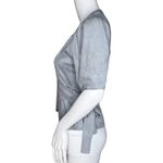 ZARA  Shirt Women Extra Small Gray Basic Collection Wrap Top Lace Back Microfiber Photo 2