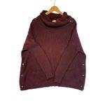 Vince Cowl Neck Button Detail Wool Yak Blend Sweater Burgundy Oversized Luxury M Photo 1