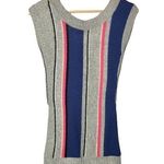 Guess Y2K Gray Colorful Stripe Short Sleeve Sweater Dress S Photo 0
