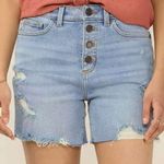 LC Lauren Conrad Womens Shorts 8 Super High Rise Cutoff Denim Stretch Slim Fit Photo 0