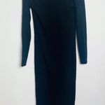 Vince  knit ribbed bodycon V-neck midi dress in black Photo 4