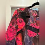 Nanette Lepore  Watercolor Mirror Image Floral Roses Silk Blouse Top Size 2 XS Photo 2