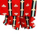 Womens Bee Print‎ Pajama Set Short Sleeve Top & Ruffle Shorts Loungewear** Red Photo 5