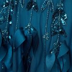 Adrianna Papell NWT  Beaded 3D Petal Short Sleeve Gown Teal Blue Dress Sz 6 Photo 2