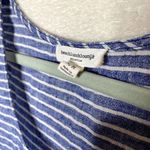BeachLunchLounge  Striped Sleeveless Linen Peplum Tank Top Blue White Medium Photo 2
