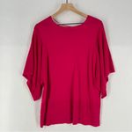 Apt. 9  Perforated Mesh Wide Short Sleeve Dolman‎ Knit Sweater Pink XXL Photo 7