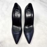 NEW Roger Vivier Metallic Leather Pointed Toe Mid Height Heel Pumps Navy Glam 35 Blue Size undefined Photo 1