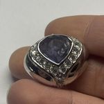 Joan Rivers Signed Silver Tone Purple Lilac Rhinestone Earrings Clip On Photo 1