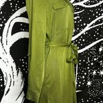 a.n.a Belted Long Sleeve Shirt Dress Green Oversized Utility Size Extra Small Photo 4